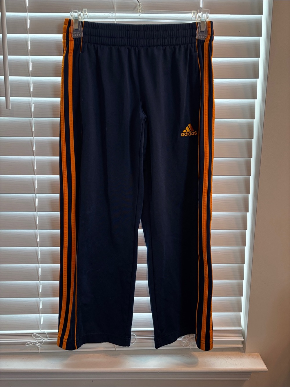 adidas Navy Sweatpants with Orange Triple Stripes